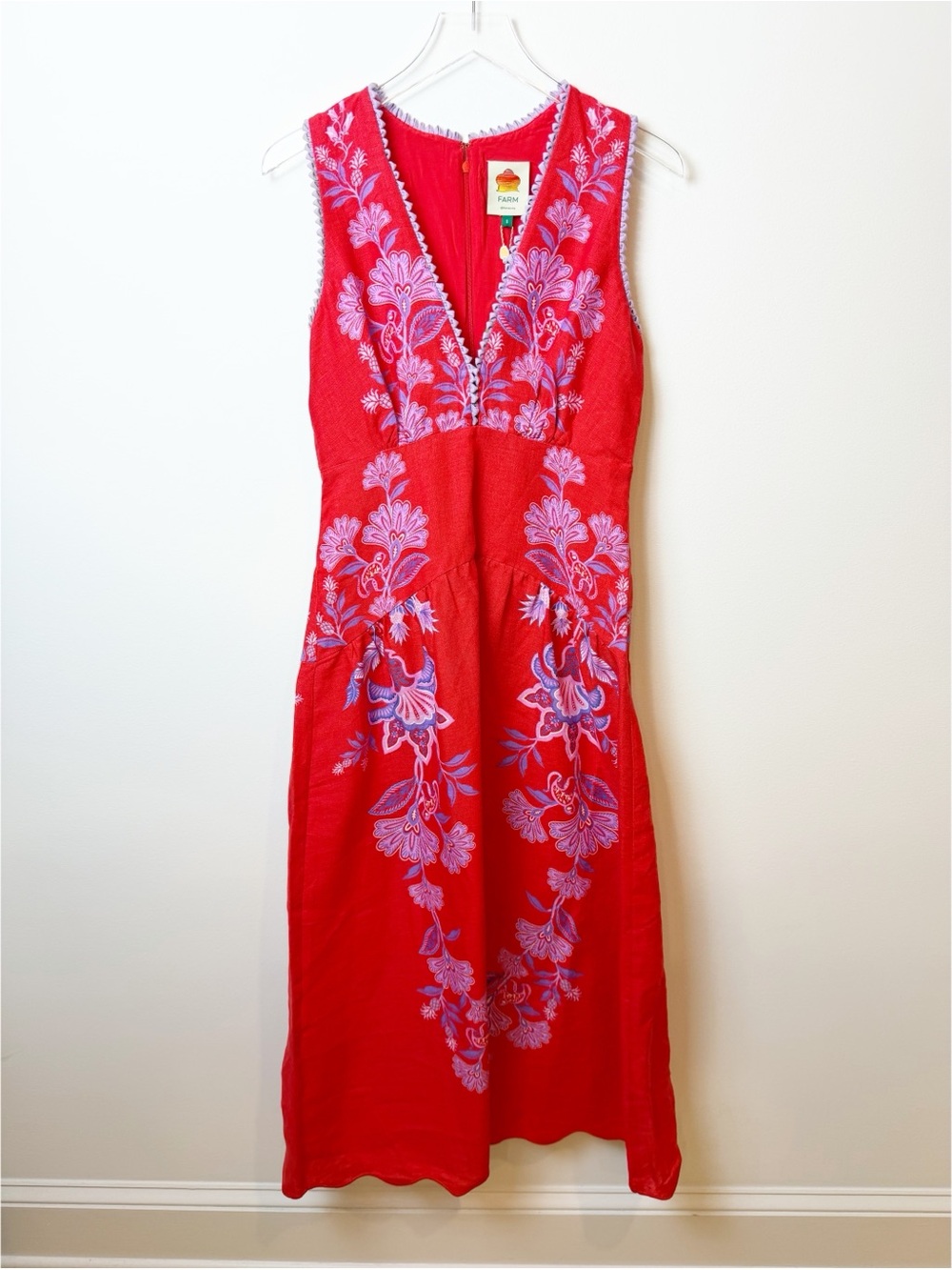 FARM Rio | Porcelain Garden Red Midi Dress NWT - Picture 2 of 11